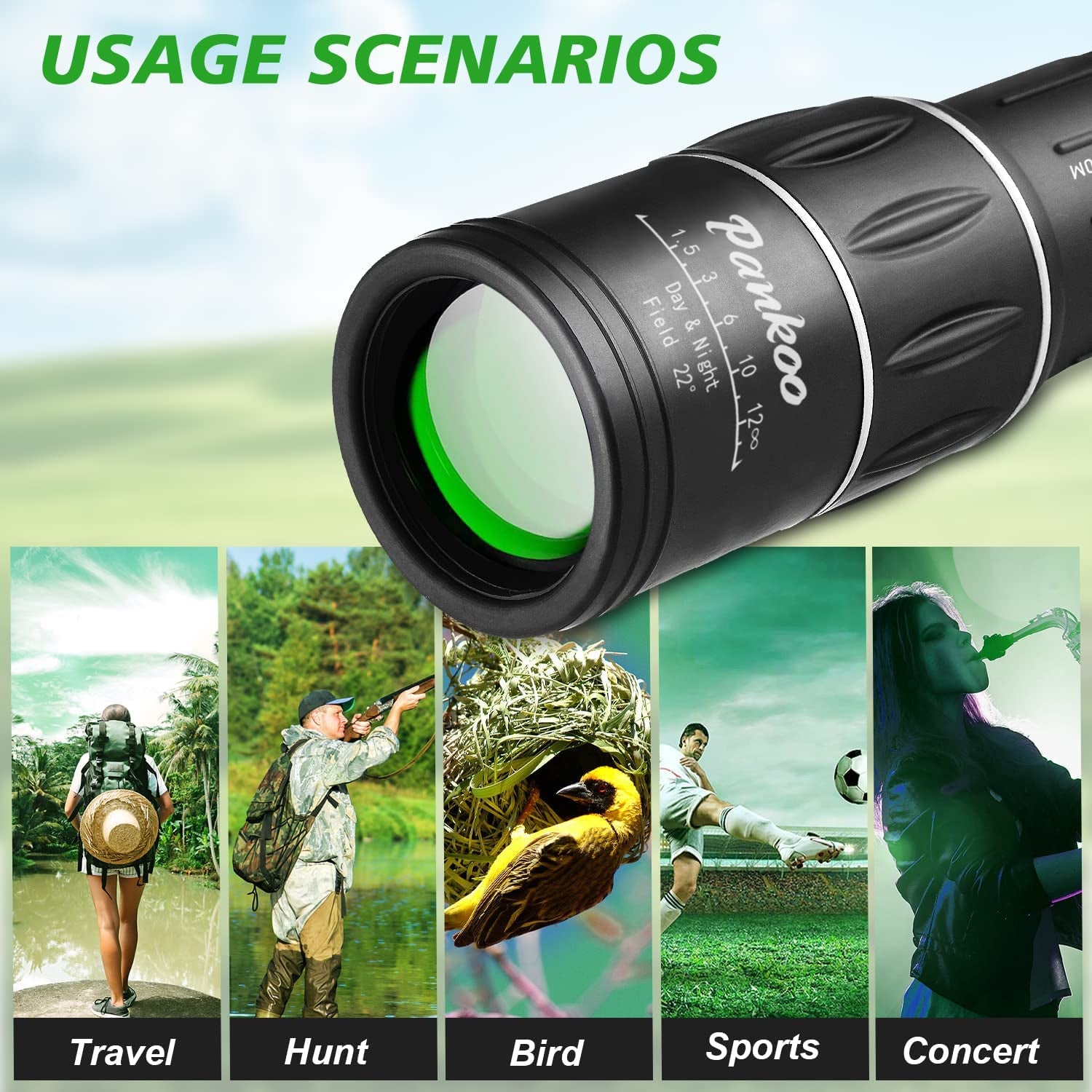 16X52 Monocular Telescope High Powered for Adults. Concert,Travelling