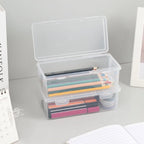 Plastic Snap Tight Lid Large Pencil Box, White