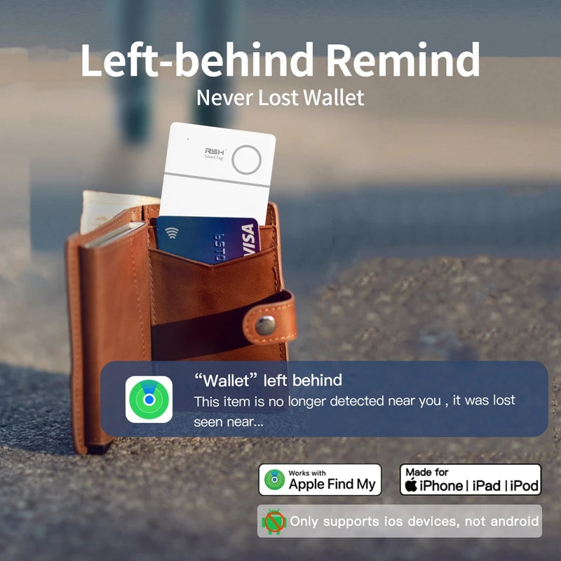 Smart Card Tracker Work with Apple Find My App Wireless Rechargerable anti Lost Item Locator for Luggage Bluetooth Tracker GPS