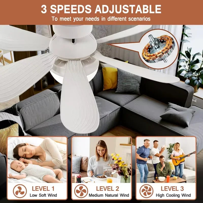30W White Multifunctional Flower Shaped Ceiling Fan Light