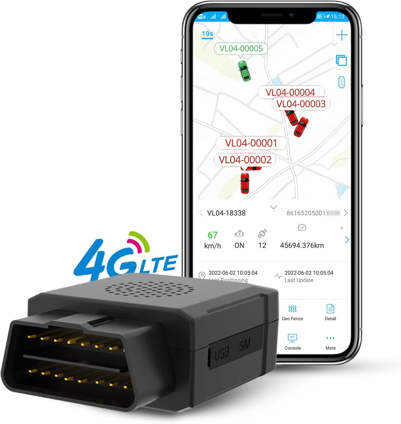 4G LTE OBD GPS Tracker, 10Sec Update Car GPS Tracker, Unlimited Distance, Real Time Location Speed & Mileage, Geofence, Accident Alert, Fatigue Driving Tracking Device for Family or Business