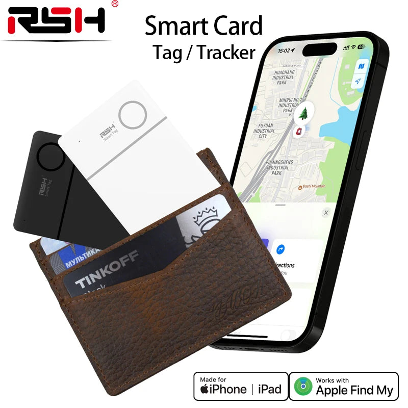 Smart Card Tracker Work with Apple Find My App Wireless Rechargerable anti Lost Item Locator for Luggage Bluetooth Tracker GPS