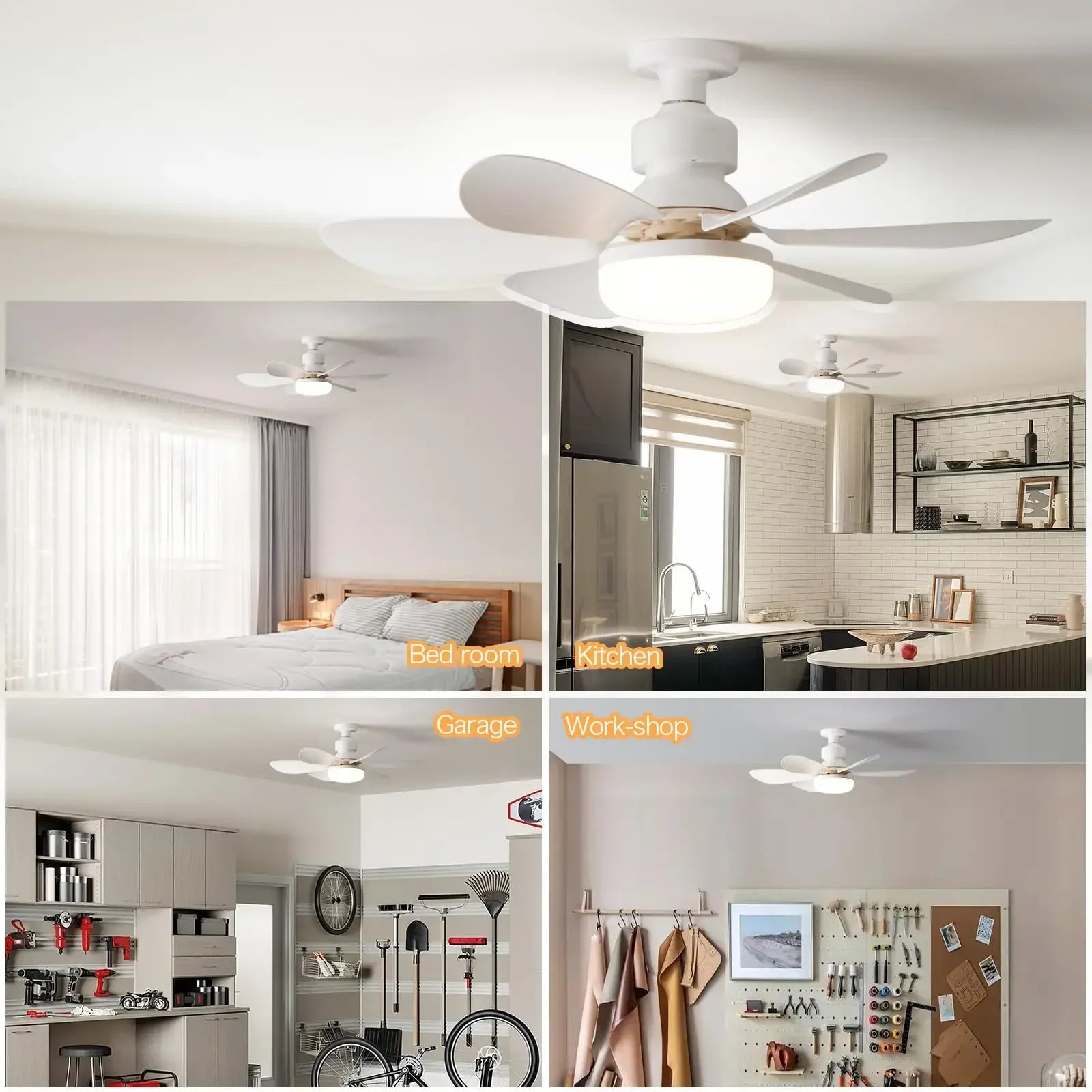 30W White Multifunctional Flower Shaped Ceiling Fan Light