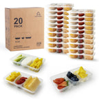 Snack Containers with Lids, 3 Compartment, 20 Pack, 8 OZ Reusable