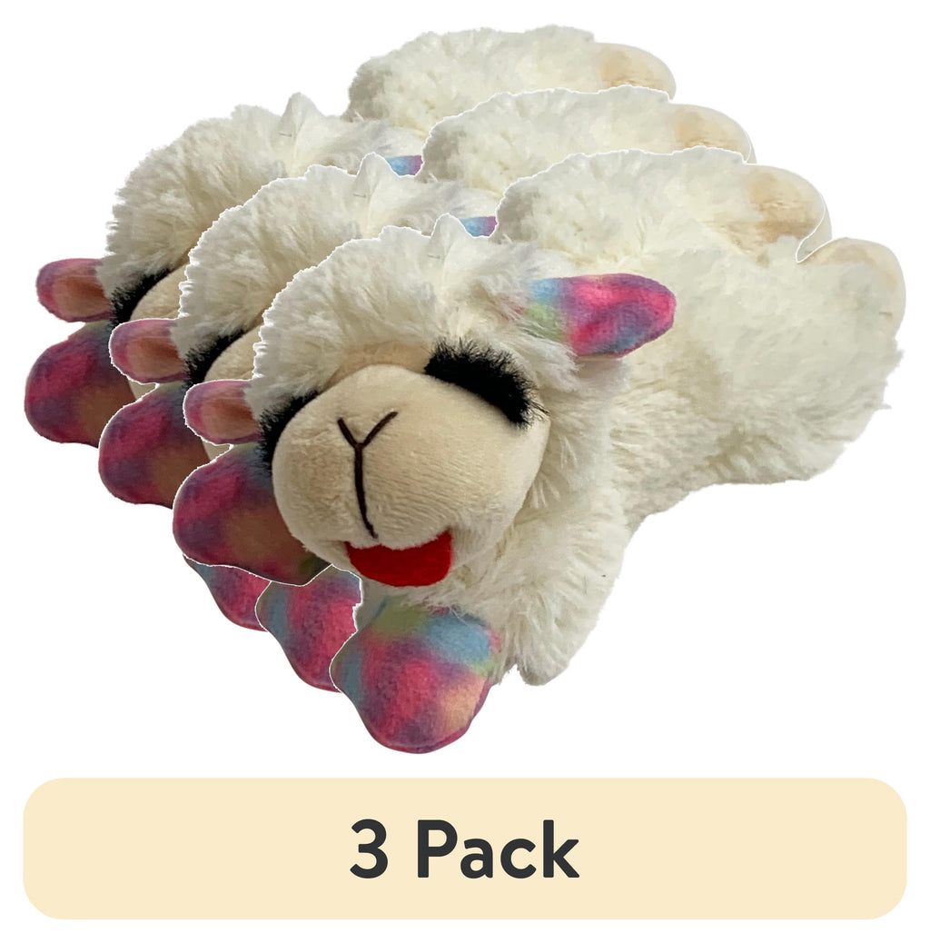 (3 Pack)  Plush Lamb Chop Dog Toy, Small, Pastel Colors