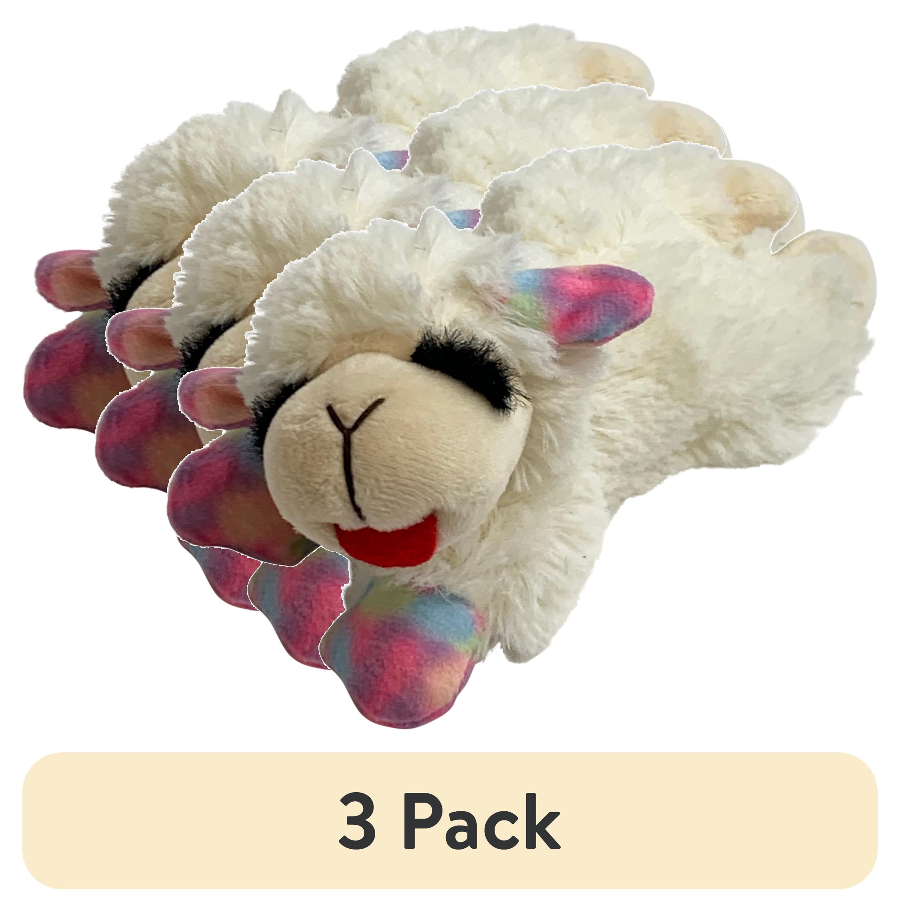 (3 Pack)  Plush Lamb Chop Dog Toy, Small, Pastel Colors