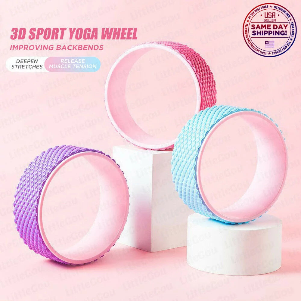 Yoga Wheel Roller for Improving Backbends Back Pain Massage Stretching Flexibility (Purple)