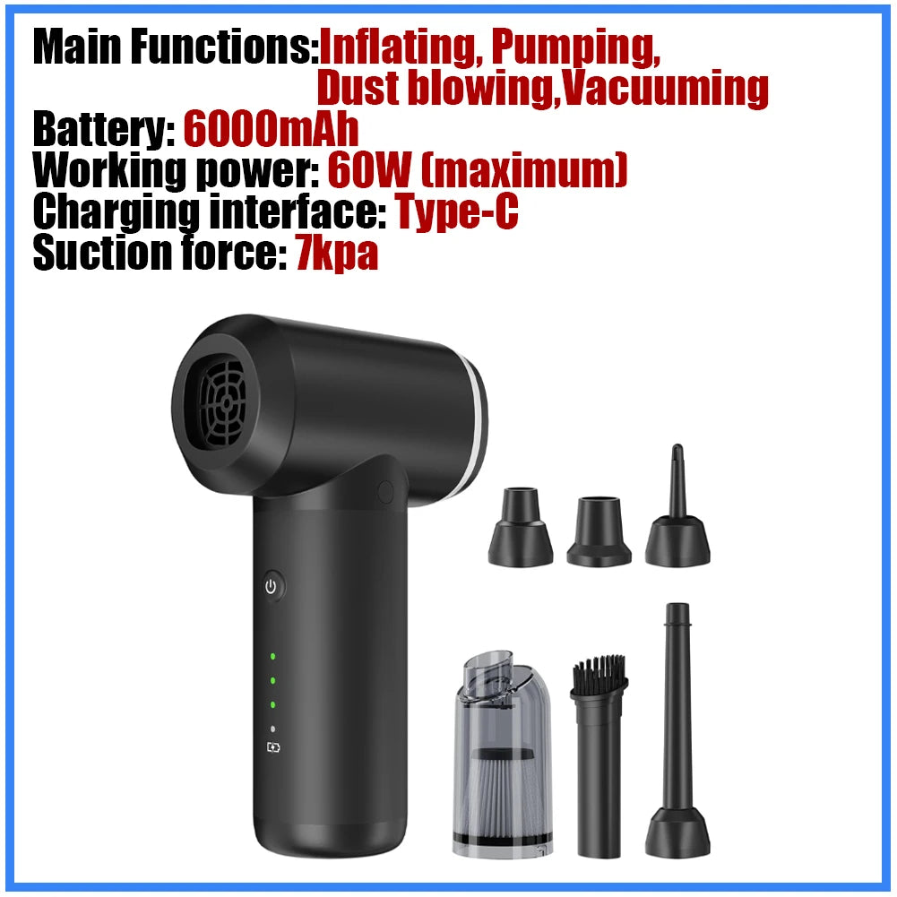 Portable Air Duster Compressed Air Blower Rechargeable Suck Cleaner