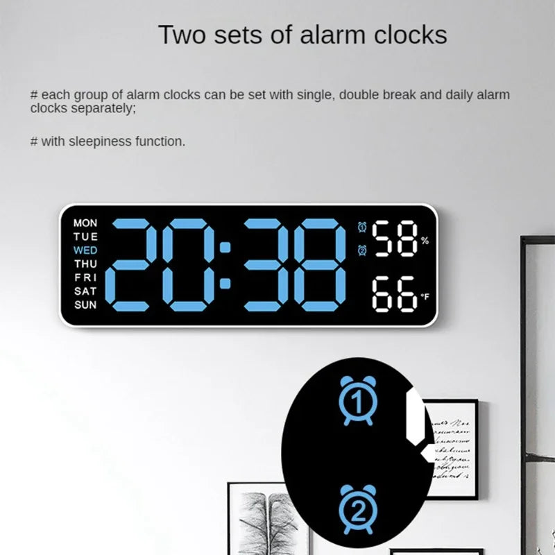 Large Digital Wall Clock Temp Date 