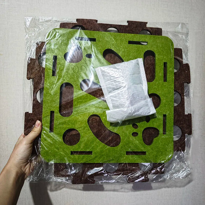 Pet Cat Puzzle Maze Holes Toys Felt Box with Bell Ball
