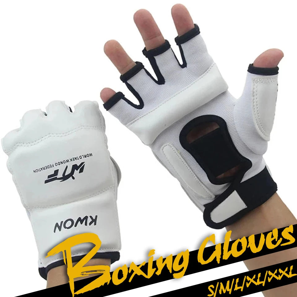 Half Finger Boxing Gloves PU Leather MMA Fighting Kick Boxing Gloves Karate Muay Thai Training Workout Gloves Kids Men