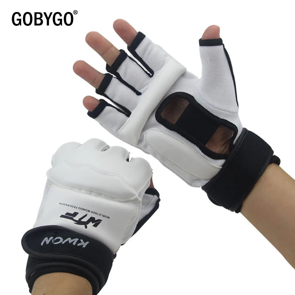 Half Finger Boxing Gloves PU Leather MMA Fighting Kick Boxing Gloves Karate Muay Thai Training Workout Gloves Kids Men
