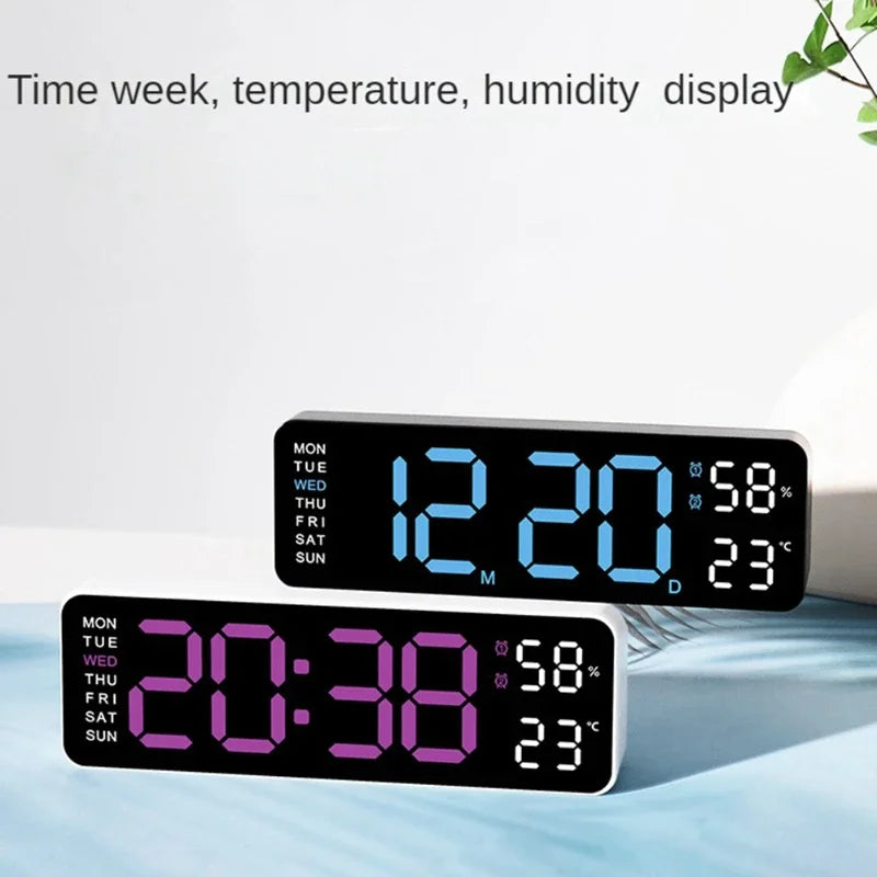 Large Digital Wall Clock Temp Date 