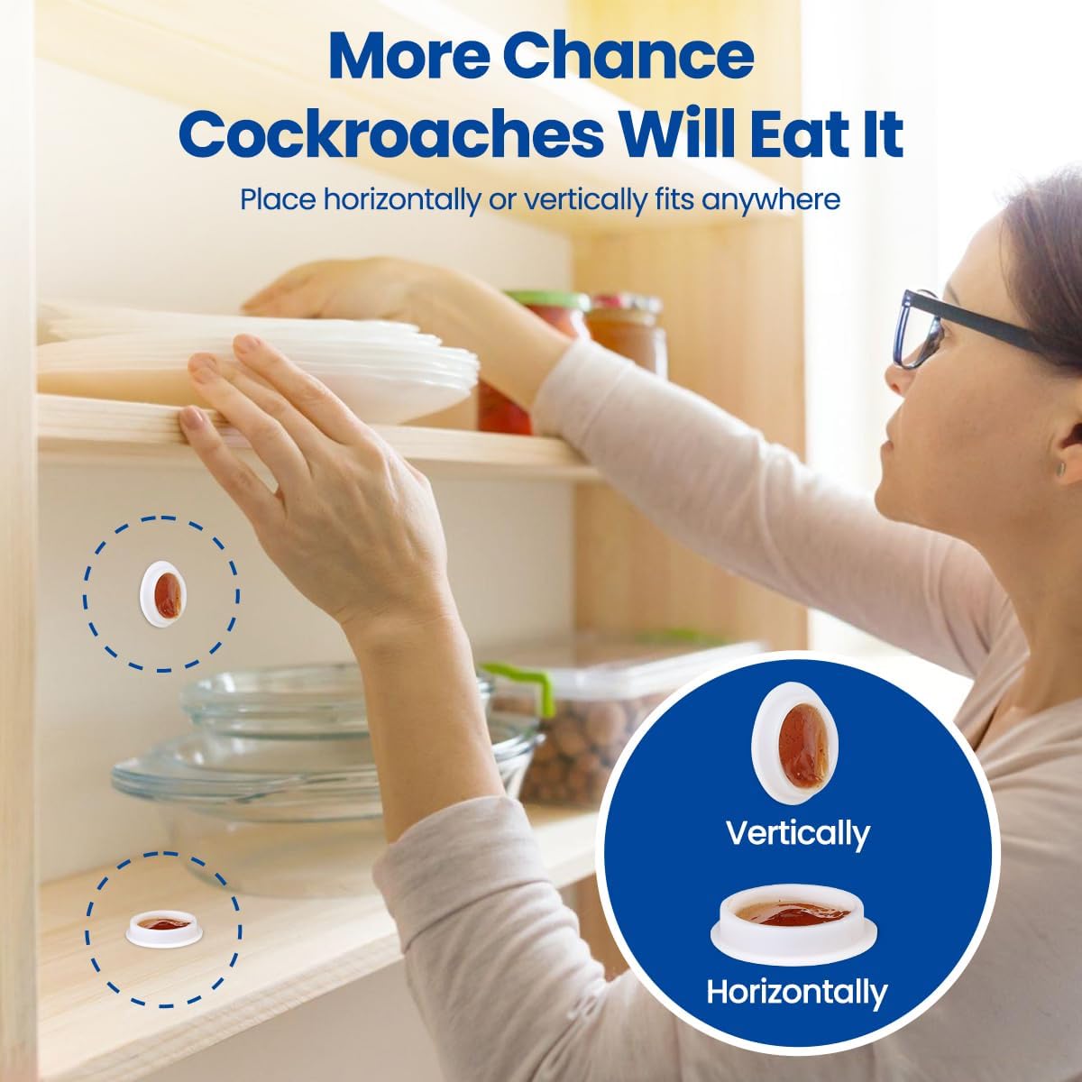 16-Piece Cockroach Bait and Repellent Stations for Indoor Infestation Control, Effective Solution for Small to Large Roaches, User-Friendly Design for Discreet Placement