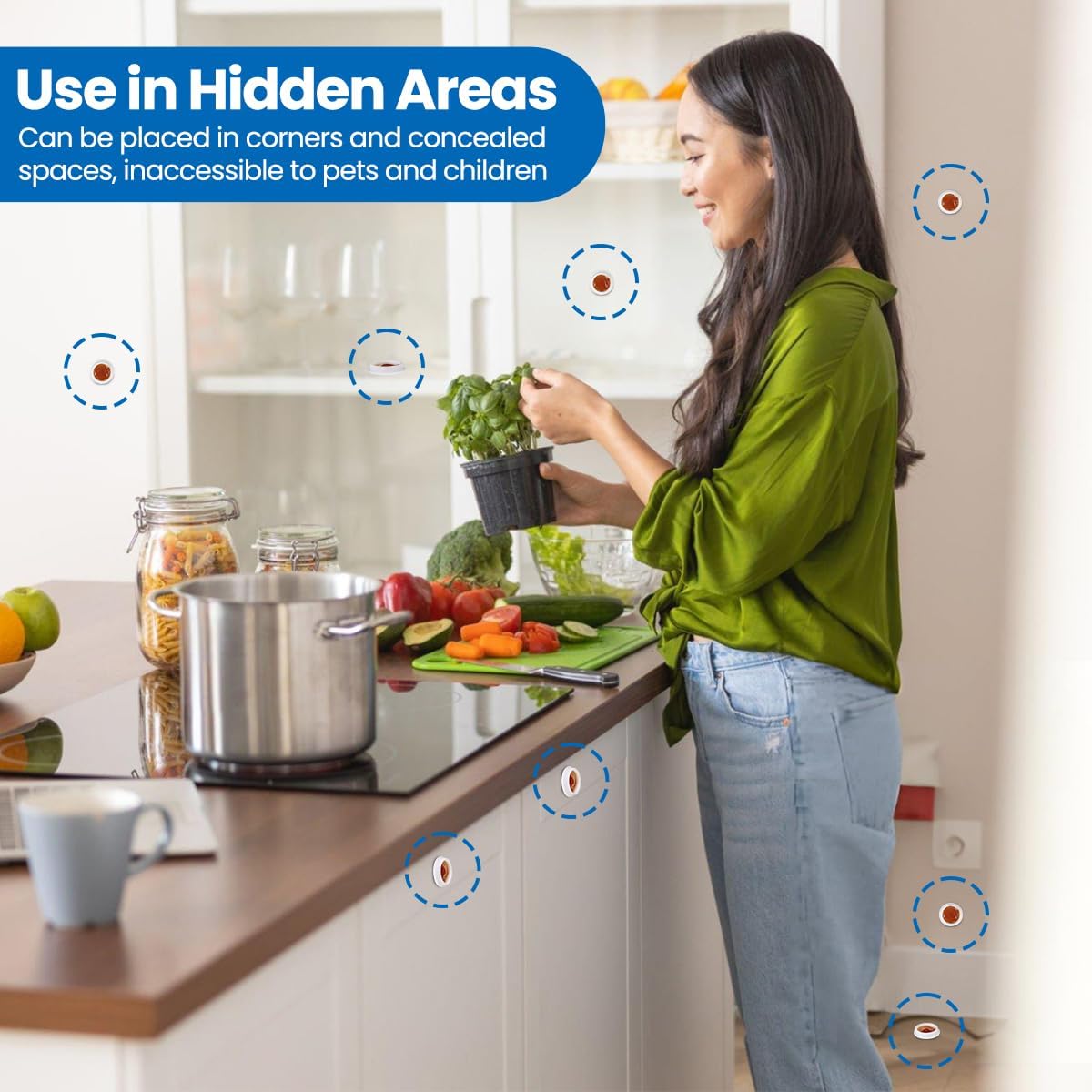 16-Piece Cockroach Bait and Repellent Stations for Indoor Infestation Control, Effective Solution for Small to Large Roaches, User-Friendly Design for Discreet Placement