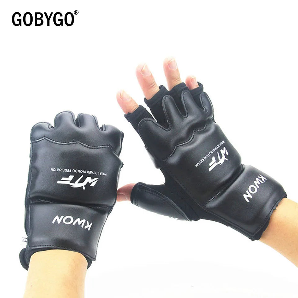 Half Finger Boxing Gloves PU Leather MMA Fighting Kick Boxing Gloves Karate Muay Thai Training Workout Gloves Kids Men