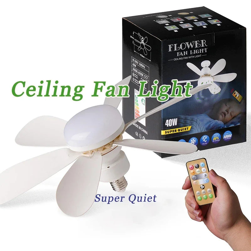 30W White Multifunctional Flower Shaped Ceiling Fan Light