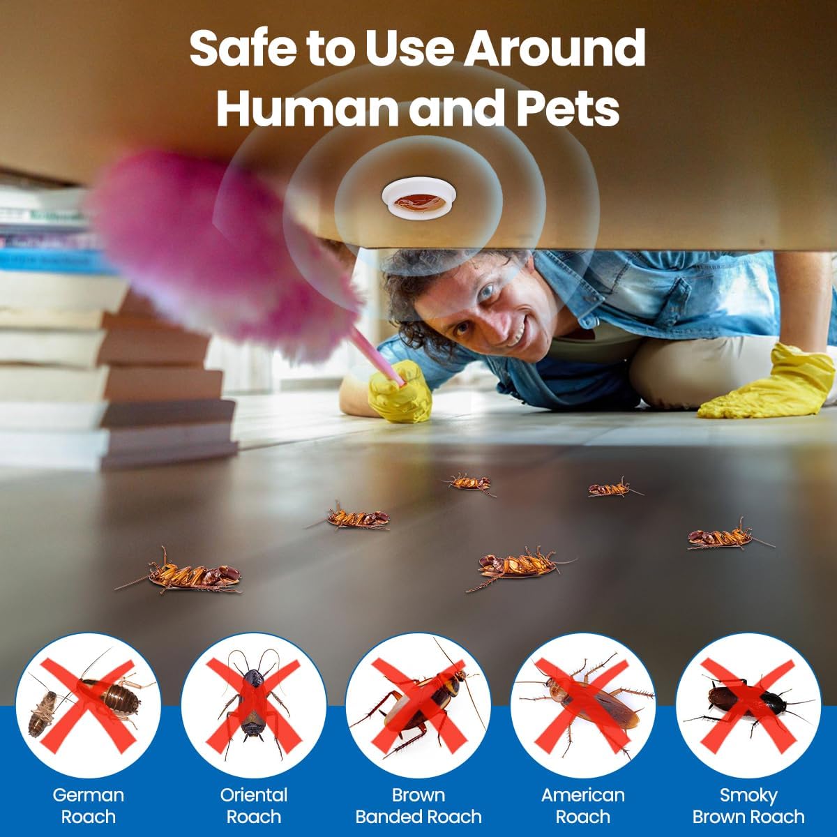 16-Piece Cockroach Bait and Repellent Stations for Indoor Infestation Control, Effective Solution for Small to Large Roaches, User-Friendly Design for Discreet Placement