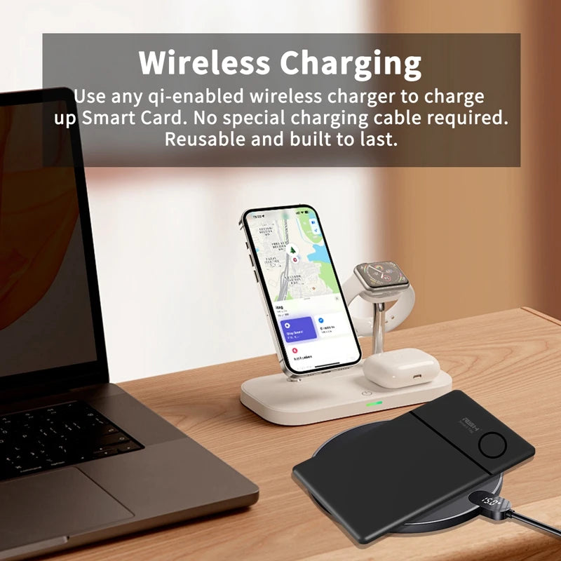 Smart Card Tracker Work with Apple Find My App Wireless Rechargerable anti Lost Item Locator for Luggage Bluetooth Tracker GPS