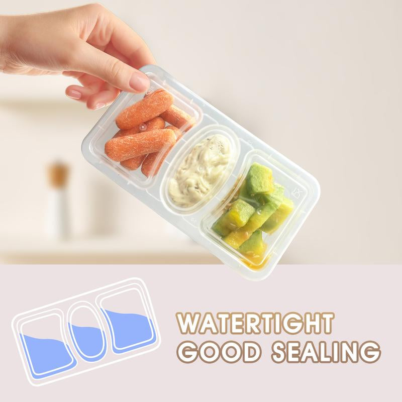 Snack Containers with Lids, 3 Compartment, 20 Pack, 8 OZ Reusable