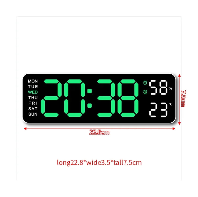 Large Digital Wall Clock Temp Date 