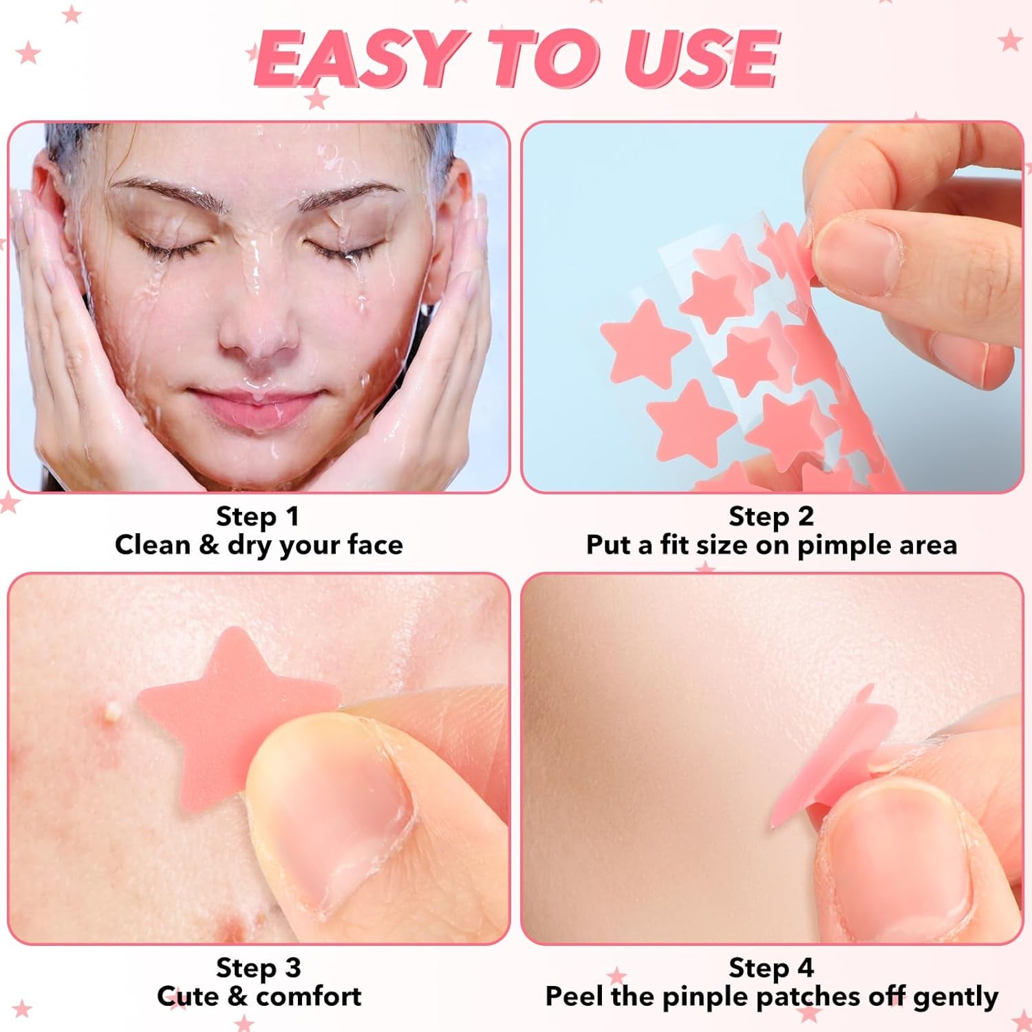 Face Pimple Patches Cute Star Zit Covers 160 Pcs Sticky Spot Stickers Hydrocolloid Pad Covering Pore Cleaning Strips Peel Invisible Spot Absorbing Zit Patch for Women Men