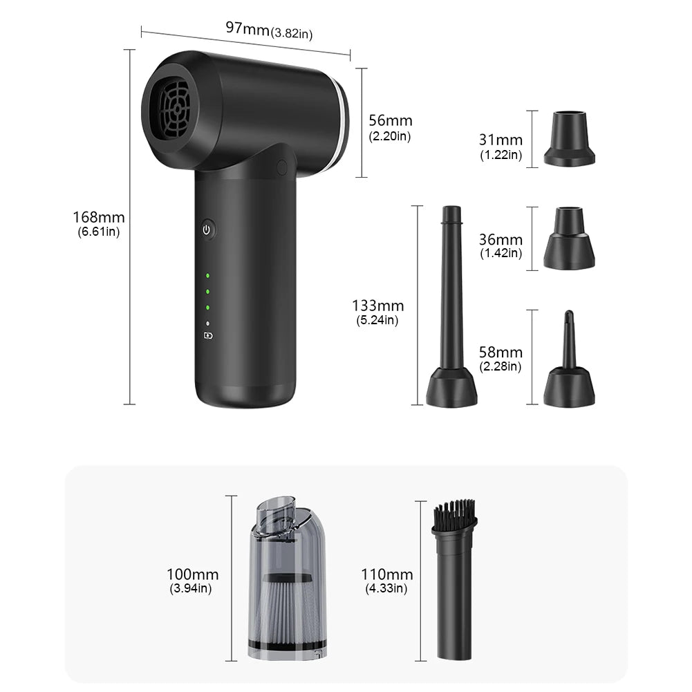 Portable Air Duster Compressed Air Blower Rechargeable Suck Cleaner