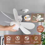 30W White Multifunctional Flower Shaped Ceiling Fan Light