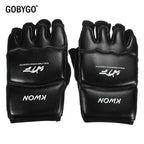 Half Finger Boxing Gloves PU Leather MMA Fighting Kick Boxing Gloves Karate Muay Thai Training Workout Gloves Kids Men